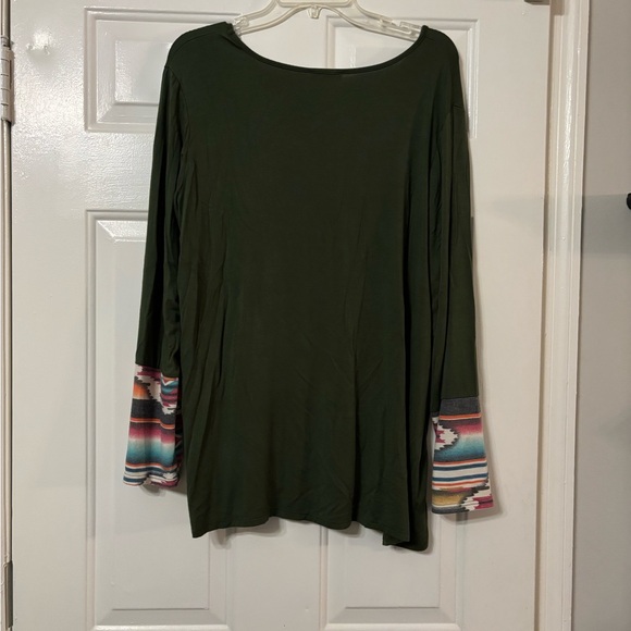 Chic Soul Forest Green Aztec Tunic - Picture 5 of 7